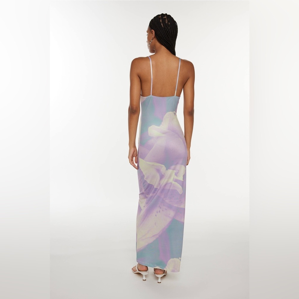 Nwt Motel Norila Floral Knit Maxi Dress Size Large Purple Orchids